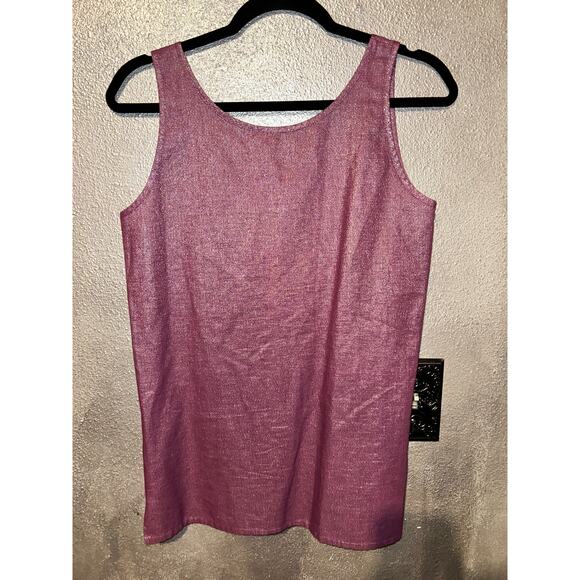Vintage Laurel Pink Shimmer Tank Top Cotton Scoop Neck Size Small / 34 Retro - Picture 5 of 6